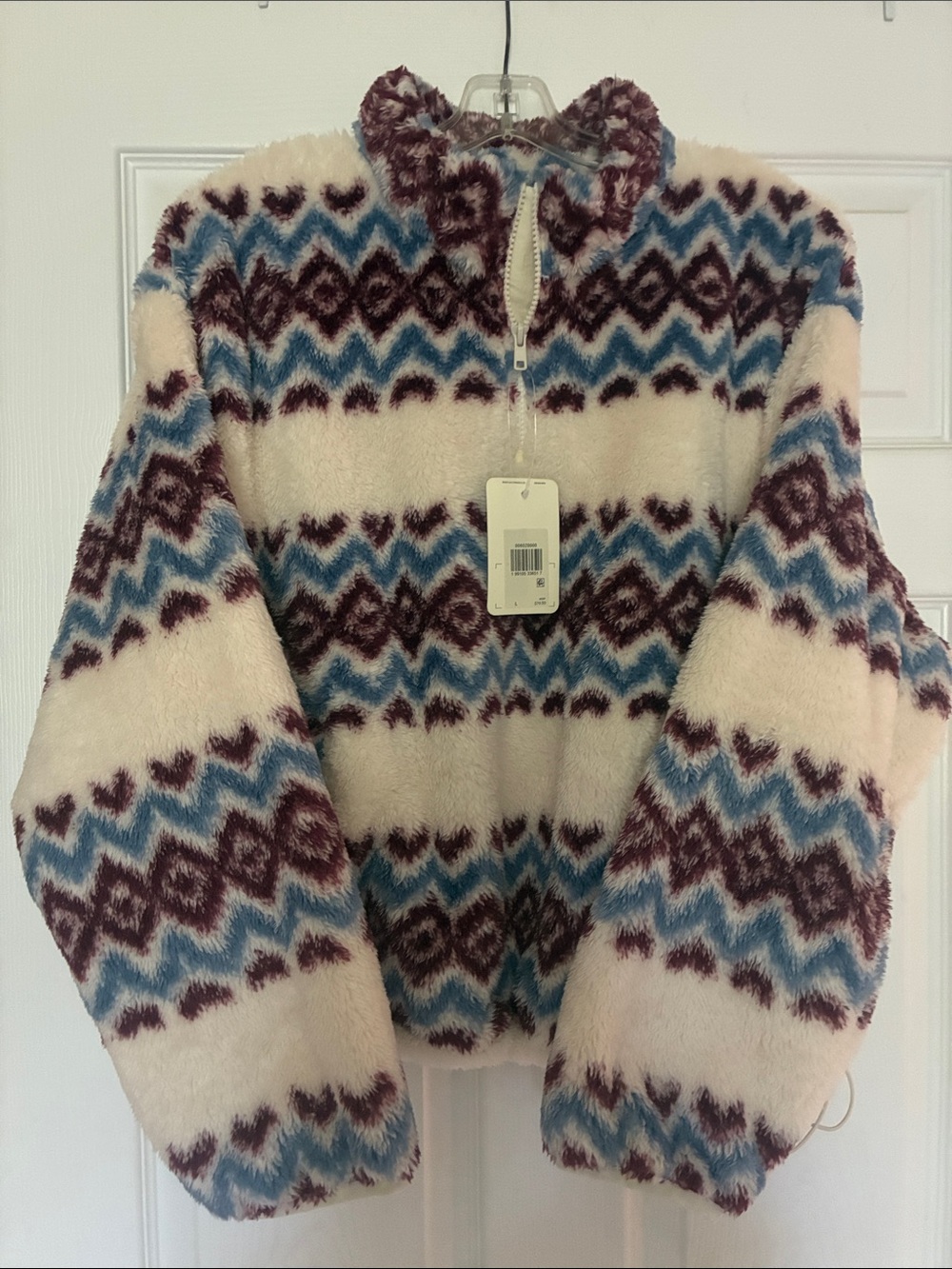 Levi's Cream, Blue & Burgundy Patterned Half-Zip Pullover